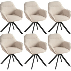 Goeurvant Pasukama valgomojo kėdė Smėlio spalvos 6 komplektas su porankiais Valgomojo kėdės Pasukama kėdė su porankiu Virtuvės kėdė, pagaminta iš poliesterio, su metalinėmis kojomis ir atlošu, skirta valgomajam, virtuvei, biurui