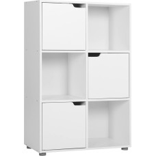 WOLTU knygų spinta SK001ws, stacionari lentyna saugojimui, lentyna kambariui atskirti, biuro lentyna, dokumentų spinta su 3 durimis, 6 skyriai, 29 x 91 x 59,6 cm, balta