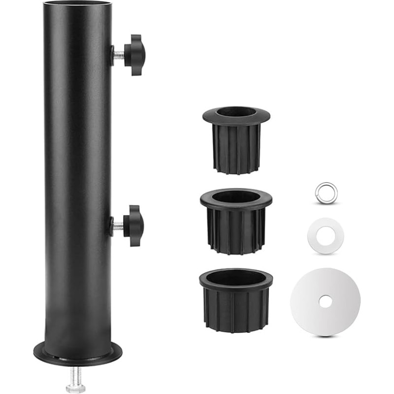 Ompinda Schirmständer Rohr, Metall Sonnenschirmstange Halterung Basis Ersatzteile mit PVC-Einsatzrohrhülse für Outdoor Garten Hinterhof Balkon
