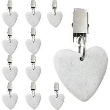 REBECASKYENS 10 Pack Tablecloth Clips Tablecloth Weights Table Clips with Clips for Indoor Outdoor Home Kitchen Wedding Party Picnic White Marble (Heart Shape)