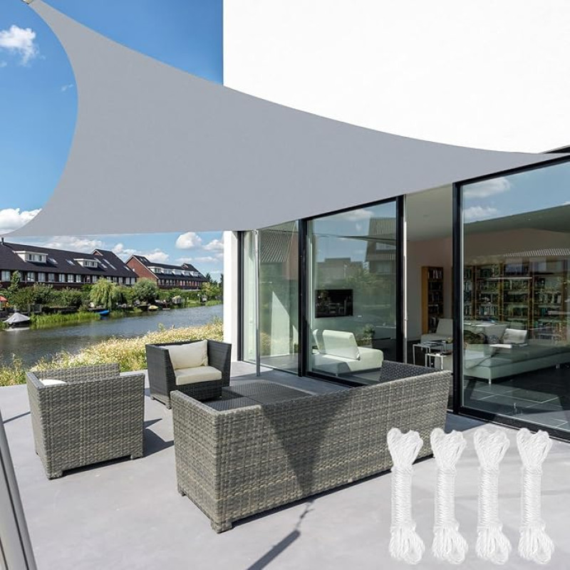 YOUNTHYE Sonnensegel, 3 m x 3 m, 420D Oxford-Stoff, quadratisch, Sonnenschutz, Vordach mit kostenlosem Seil, 95 % UV-Schutz, wasserdicht, für Garten, Hof, Terrasse, Party, Rasen