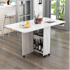 MESCXTY Klappbarer Esstisch für kleine Räume, Drop Leaf Küchen-Erweiterungsschreibtisch Moderner, vielseitiger Raum, rechteckig, F, 140 x 80 x 77 cm (55 x 31 x 30 Zoll)