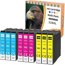 9er T1282 C Spausdintuvo kasetės suderinamos su Epson T1282 Cyan T1283 Magenta T1284 Yellow T1285, skirtos Epson Stylus Office BX305f BX305f BX305fd BX305fw SX435w S22 SX125 SX130 SX230 SX235w SX42 00W 0W 0W 0W 5W