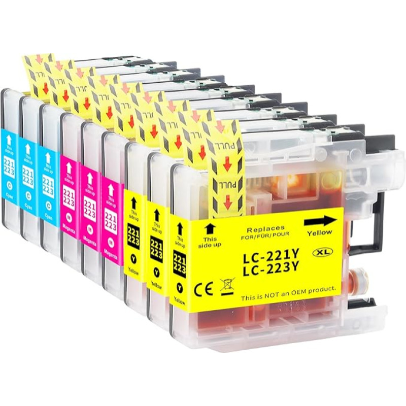 Yowell 9 x LC223XL spalvotos kasetės, suderinamos su Brother LC223 XL LC-223 žydros, purpurinės, geltonos spalvos kasetėmis, skirtomis Brother MFC-J5320DW MFC-J4420DW DCP-J562DW MFC-J480DW MFC-J880DW DCP-J4120DW