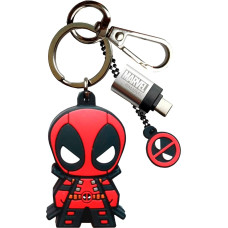 WONDEE Marvel dovanos [2 in 1] USB atmintinė + originalus Deadpool raktų pakabukas USB atmintinė su USB-C adapteriu 32GB Marvel Avengers originalus raktų pakabukas / pakabukas Dovana Disney