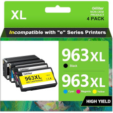 Glliter 963XL 963 XL Multipack suderinama su HP 963xl Multipack suderinama su HP Officejet Pro 9010 kasetėmis Officejet Pro 9012 9022 9014 9010 9020 (juoda, žydra, purpurinė, geltona)