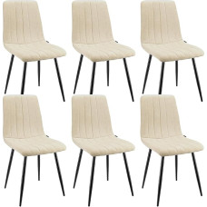 WAFTING Valgomojo kėdės, 6 komplektas, minkštos aukštos atlošo kėdės, valgomojo kėdės su metaliniu pagrindu, skirtos valgomajam, svetainei, virtuvei, miegamajam ir priimamajam, smėlio spalvos