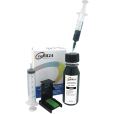 refill24 Užpildų rinkinys: Papildomas 100 ml rašalo rinkinys, suderinamas su spausdintuvo kasetėmis HP 303, 303 XL Black + priedai + instrukcija (lietuvių kalba negarantuojama), pildymo rinkinys su Tango X spausdintuvo rašalu,