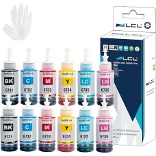 LCL Suderinamas rašalo bakelis, tinkamas naudoti vietoj Epson C13T67314A T6731 T6732 T6733 T6734 T6735 T6736 L800 L805 L810 L850 L1800 (2K2C2M2Y2LC2LM)