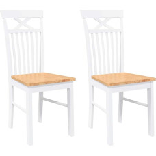 vidaXL Dining Room Chairs White Solid Wood Rubber Tree Set of 2