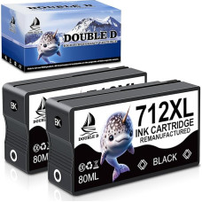 DOUBLE D 712 juodos spalvos HP 712 juodos spalvos HP DesignJet T230 kasetės, HP DesignJet T650 kasetės, suderinamos su HP DesignJet T250, T630