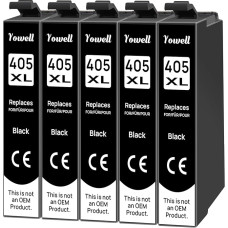 Yowell 405XL juodos spalvos kasetės, suderinamos su Epson 405xl juodos spalvos kasetėmis, skirtomis Epson Workforce Pro WF-3820DWF WF-3825DWF WF-4820DWF WF-4825DWF WF-4830DTWF WF-7830DTWF WF-7835DTWF WF-7840DTWF (5 juodos spalvos)