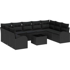 Rantry 10 dalių sodo sofos komplektas su kilimėliais Beige Poly Rattan Gartenlounge Modelis3346213