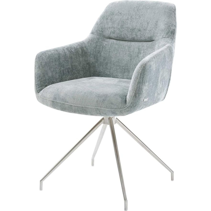 DELIFE Pejo-Flex valgomojo kėdė Kryžminis rėmas, kūginis nerūdijančio plieno šenilas Pastelinė mėlyna 180° pasukama kišeninė spyruoklė