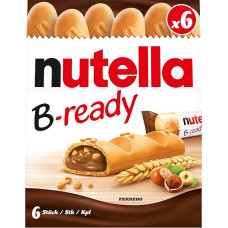 nutella B-ready - Crispy Waffle with Creamy Filling and Wheat Crisps - Crispy Outside - Creamy Inside - Delicious Snack for on the Go and in Between - 1 Pack of 6 (132 g)