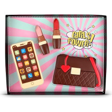 Weibler Gift Pack Girl Set, Chocolate Figures Mobile Phone, Lipsticks & Handbag - 135 g Precious Milk Chocolate, Creative Chocolate Gift for Christmas, Birthday & Mother's Day