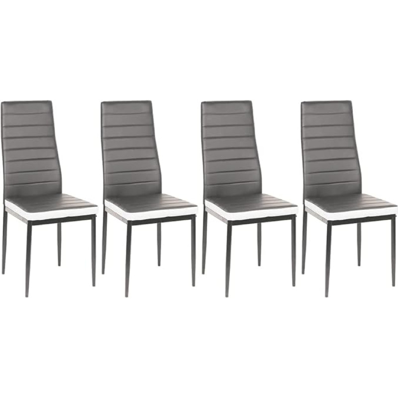 SGS valgomojo kėdės, 4 dalių valgomojo kėdės, storos valgomojo kambario kėdės, modernios valgomojo kėdės, 4 dalys (pilka + balta)