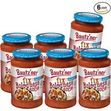 Bautz'ner Fix Bolognese Sauce, 6 x 400 ml Glass, Ready Bolognese (Pack of 6)