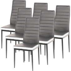 Valgomojo kėdė su metalinėmis kojomis Valgomojo kėdės Virtuvės taburetės 6 pilkų kėdžių rinkinys 40×39×98cm