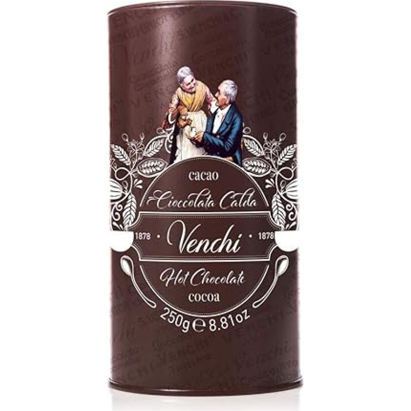 Venchi karštas šokoladas dovanų dėžutėje skardinėje 250g - be glitimo