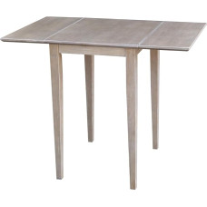 IC International Concepts, mažas medžio masyvo valgomojo stalas su lapais Iš tikro medžio masyvo, tvirtas parakas 91 x 55 x 73 cm Minimalus surinkimas Nuplauta pilka tupė