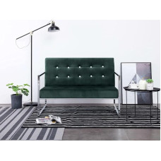 Qnhdfrt Kleines Sofa Couch Zweisitzer Dunkelgrün Samt mit Chromfüßen Modernes Design für Wohnzimmer Balkon Jugendzimmer
