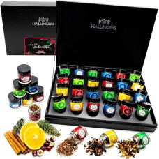 Hallingers Frohe Weihnachten - 24 Varieties Tea Gift Set for Advent, Vegan in Screw Jars (Set) - Gift Ideas Christmas & Gifts Advent Calendar Recovery Hanukkah Friendship