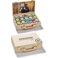 Roland Trettl's 15 Favourite Spices in Beautiful Wooden Box I 15 x Elegant Spices Gift Box I Spice Set for Men Women I 15 x Pure Spices & Spice Mixes in 170 ml Tinplate Jars I Limited Edition