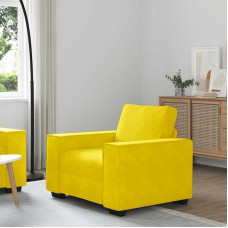 QJBSAVVA Fotelis, geltonas, 60 cm, aksominis, patogus krėslas su plačiais porankiais ir tvirtu mediniu/metaliniu rėmu, skirtas svetainei, biurui ar svečių kambariui