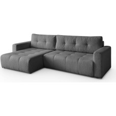 Ecksofa L-Form Viola 261 x 143 cm mit Schlaffunktion, Bettkasten, modernes Sofa, Schlafsofa, Schlafcouch, Lammfelloptik, Bequeme Wohnlandschaft, Stauraum, universale Seite (grau)