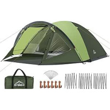 Camping Tent with Porch, Camping Tent for 3-4 Person, Dome Tent for 4 People with Bedroom, Lightweight Outdoor Tent for Camping, Hiking, Backpacking - Green