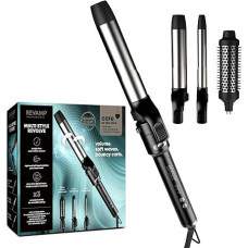 REVAMP Multi Style Revolve 3-in-1 - Automatic Rotating Curling Iron with 38mm Curling Brush, 32mm & 19mm Attachment - Multi-Styler for Volume, Gentle Waves & Defined Curls on Any Hair Type