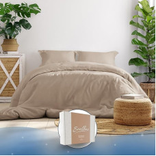 Patalynės užvalkalas 200x220 Baumwolle Satin - Oeko-Tex Made In Green - Himmlisch weicher Schlaf - Bettwäsche-Set mit 1x Bettbezug 200x220 + 2x Kissenbezug 80x80 - Duvet Cover - Taupe