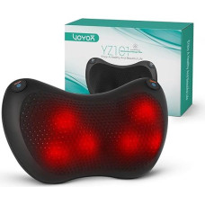 VOYOR-HEALTH nugaros ir kaklo masažuoklis, Shiatsu kaklo masažuoklis su šiluma, besisukantys mazgai juosmeniui, kojoms, kūno skausmui, atsipalaidavimui namuose, biure (tamsiai juodas)