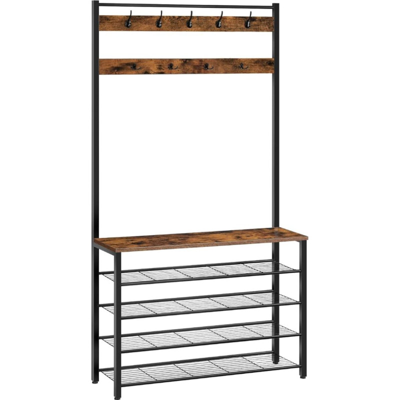 HOOBRO EBF801MT01 Drabužių laikiklis Batų stovas su batų laikikliu 5 pakopų prieškambariui Tamsiai ruda spalva