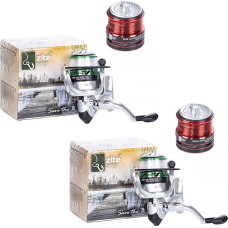 Zite Fishing Reel Set, Trout Reel Spool with Fishing Line, 2 Aluminium Spools, 2 Pieces Stationary Reel, Spinning Reel with Quick Folding Crank, 0.25 mm & 0.35 mm Fishing Line