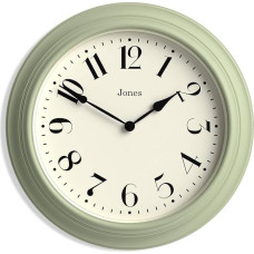 JONES CLOCKS® Fenchurch sieninis laikrodis Didelis klasikinis apvalus laikrodis 40 cm žalios spalvos dekoratyvinis dizainas virtuvei, svetainei ar miegamajam