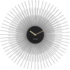 Wall Clock Peony Steel Large Black 17.5 x 4.5 x 12 cm
