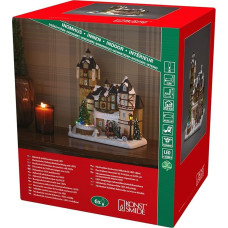 Konstsmide 4232-000 LED šviesolaidinis namelis su pilies scena ir kalėdine eglute su muzika, 6 spalvotos diodės, 4,5 V vidinis transformatorius / maitinimas iš baterijos, vidaus, 0,3 W, juodas laidas, baterija: 3 x AA