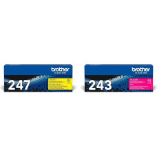 Brother originali Jumbo tonerio kasetė TN-247Y geltona ir TN-243M tonerio kasetė DCP-L3510CDW/-L3550CDW, HL-L3210CW/-L3230CDW/-L3270CDW, MFC-L3710CW/-L3730CDN/-L3750CDW/-L3770CDW purpurinės spalvos