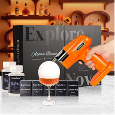 Cocktail Machine with 5 Aroma Pods, Edible Bubble, Cocktail Bubble Smoke Gun, Whiskey Smoker Kit, Perfect for Bar, Party and Home, Excellent Gift for Dad and Husband - Orange