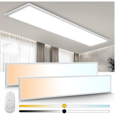 2 x Ceiling Light 120 x 30 cm, 40 W Dimmable LED Panel with Remote Control, Multifunctional Lamp 2700 K - 6500 K Warm/Natural/Cold White Light for Bedroom, Living Room, Balcony, Study, Hallway