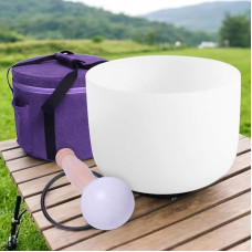 ENERGYSOUND Crystal Quartz Bowl 8 Inch 432Hz F Heart Chakra Quartz Crystal Singing Bowl + Bag