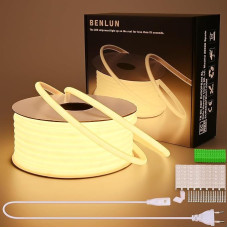 AC 220 V COB LED Strip 30 m, 3000 K Warm White LED Strip Outdoor Waterproof, LED Strip 230 V Direct Connection, Very Bright 10 W/M 296 LEDs/M for Room Decoration Ceiling Outdoor Patio