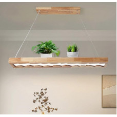 LED Pendant Light Dining Table Wood Dimmable Kitchen Pendant Lamp with Remote Control 100 cm 40 W Rustic Vintage Lamp 1.3 m Height Adjustable Living Room Lamp for Dining Table Living Room