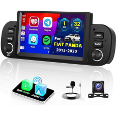 Android 13 Carplay Car for Fiat Panda 2013-2020, 6.2 Inch Car Radio with 1080P Screen, Android Car, FM/RDS, GPS, Bluetooth 5.0, WiFi, USB/MIC, Steering Wheel Control + Rear View Camera 1+32GB