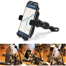 APEBAZY Motorcycle Mobile Phone Holder, Universal Motorcycle Rear View Mirror Mobile Phone Holder GPS Navigation Mount 360 Rotation Anti-Shake Quick Release for 5-6.9 Inch Mobile Phone