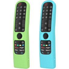 Silicone Remote Control Case Compatible with LG QNED Smart TV MR21GA/MR21GC/MR22GN/MR23GN/MR24GA/MR24GN, for LG 2022/2023/2024 Magic Remote Control (Pack of 2, Fluorescent Green + Light Blue)