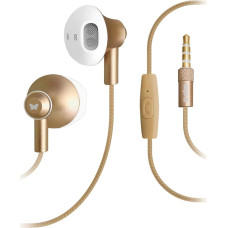 SBS In-Ear Headphones with Cable - Headphones with Microphone and Rubber Pad - Headphones in Gold for Smartphone, Mobile Phone & PC - Wireless Headphones