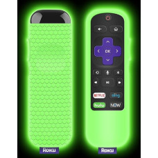 Protective Case for Now TV Remote Control, Protective TCL Roku TV Steam Rod 3600R/3800/3900, Silicone, Roku Express/Premiere/Voice Cover, Universal Back Part, Skin Green